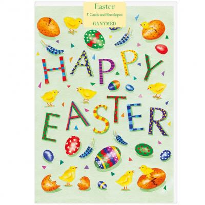 Happy Easter, with chicks and eggs by Lindy Norton