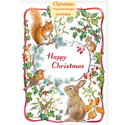 Audrey Tarrant - Red squirrel, mouse, rabbit, robin, holly, ivy etc - 739988257761